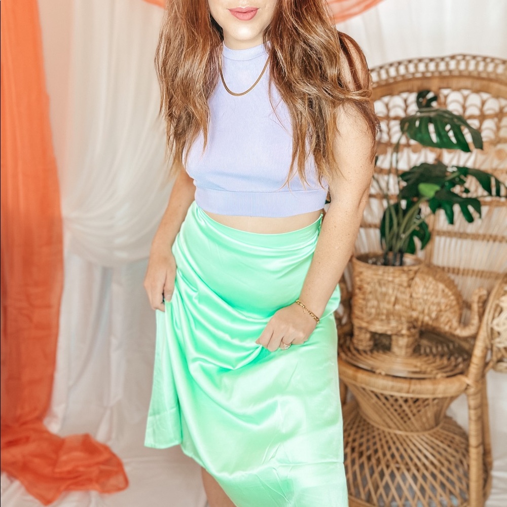 Mint Satin Skirt